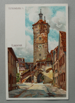 AK Rothenburg ob der Tauber / 1900 / Litho Lithographie / Künstler Karte Atelier K Mutter / Klingenthor / Strassenansicht